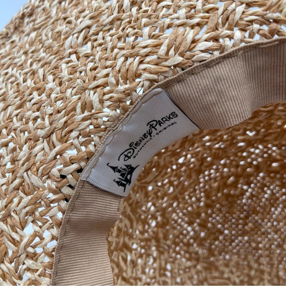 DISNEY PARKS Mickey Mouse Hat Floppy Straw Natural Sun Disney World Beach Tan - Picture 11 of 14